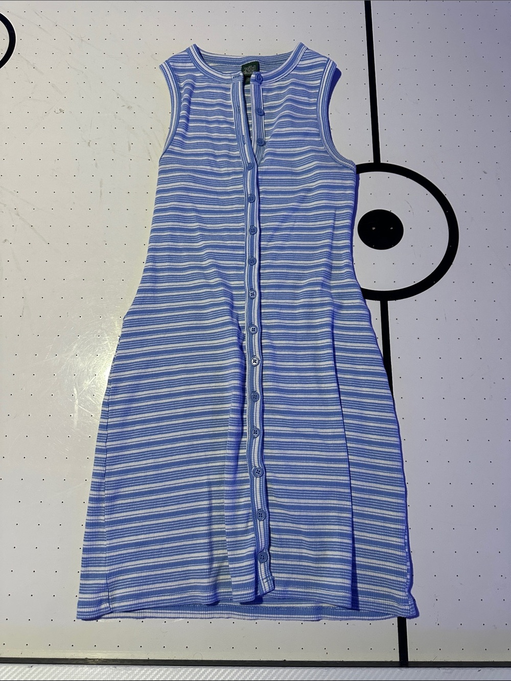 Wild Fable Striped Button-Front Knit Dress in Light Blue & White